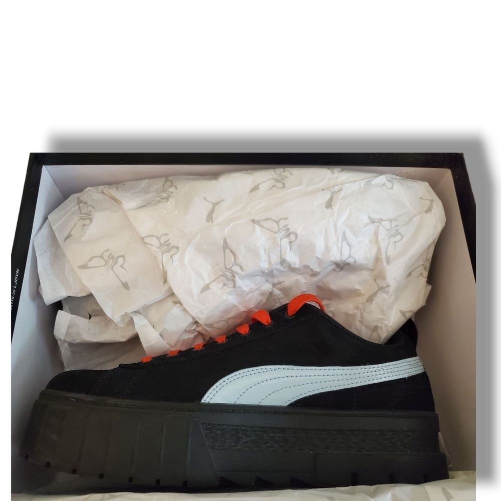 PUMA Mayze SD x Dua Lipa Black/Blue Glow Orange Platform Sneakers Women Size 8.5 - Picture 9 of 14